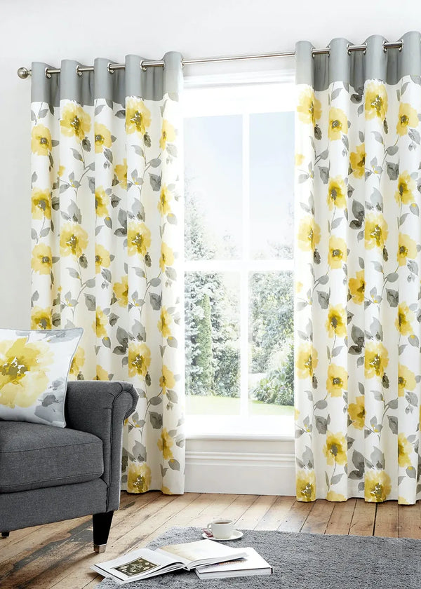 Floral Printed Cotton Eyelet Curtain (66″x 72″)