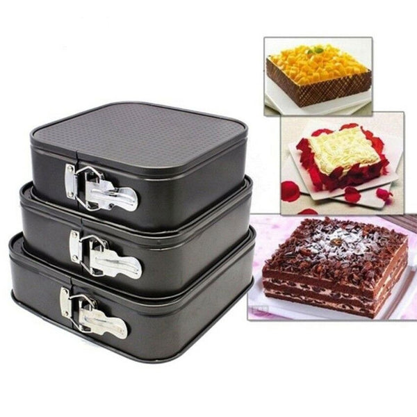 Set of 3 Square Shape Non-stick Spring Cake Baking Pan (IJJ)