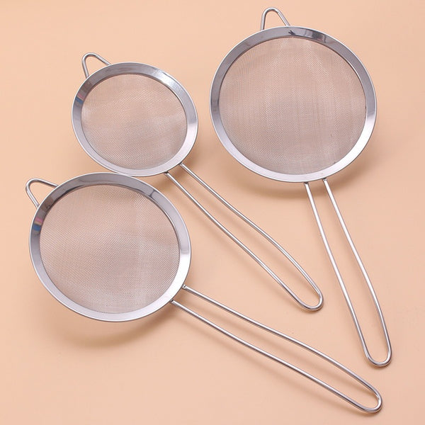 3 PCS Stainless steel Wire Fine Mesh Oil Strainer Flour Colander