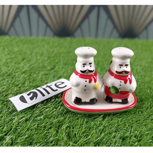 Christmas Boys Ceramic Salt & Pepper Shaker With Ceramic Tray
