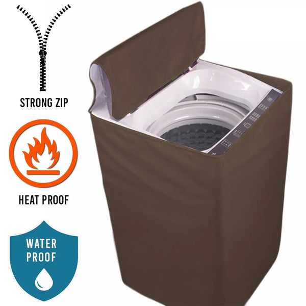 Brown Color Zip Open Close 100% Waterproof Top Loaded Washing Machine Cover (All Sizes Available)