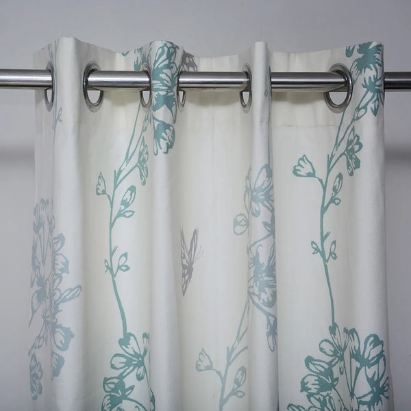 Floral Printed Cotton Eyelet Curtain (46″x 72″)