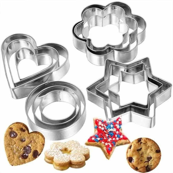 Set of 12 Piece Stainless Steel Multi-Shape Cookies Cutter (AEJ)