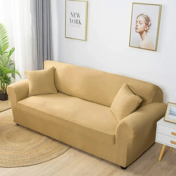 Jersey Cotton Fitted Sofa Cover In Beige Color – ESC011