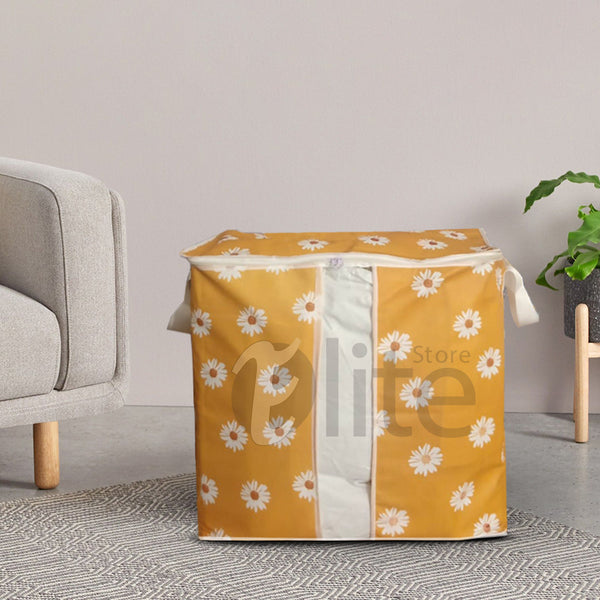 120 GSM Non Woven Storage Bag In Floral Print (Orange)