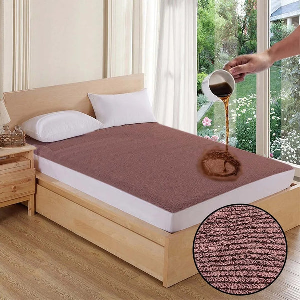 Jointless Recommended Premium & Export Quality Terry Cotton 100% Waterproof Fitted Style Mattress Protector- Brown Color