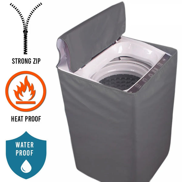 Grey Color Zip Open Close 100% Waterproof Top Loaded Washing Machine Cover (All Sizes Available)