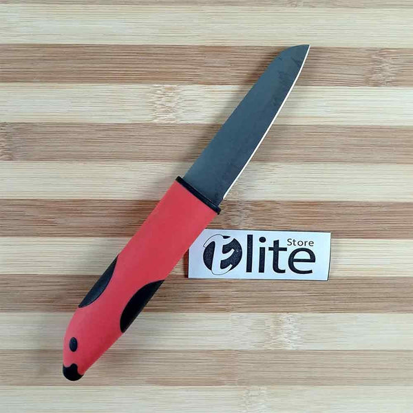 Chef’s-Style Paring Knife with Sharp Blade and Red Polypropylene Handle (GE)