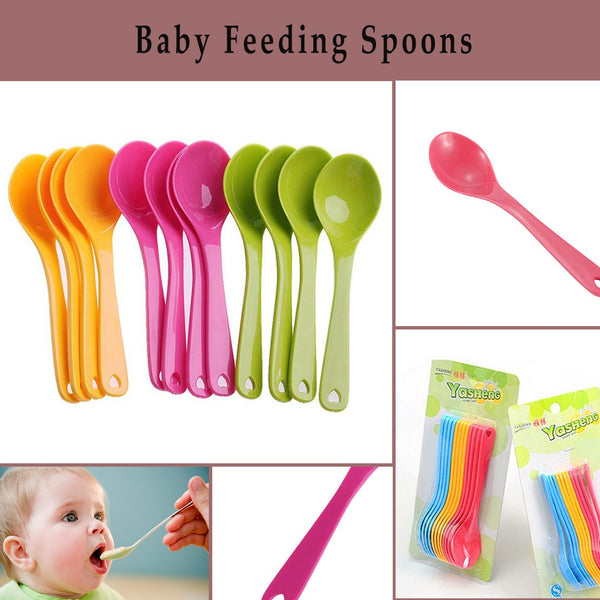 12 PCS Plastic Baby Toddler Feeding Spoon Set