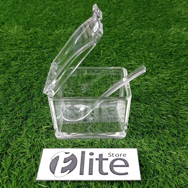 Acrylic Square Shape Jam Jar With Spoon
