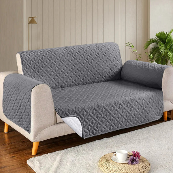 Microfiber Quilted Sofa Cover- Grey