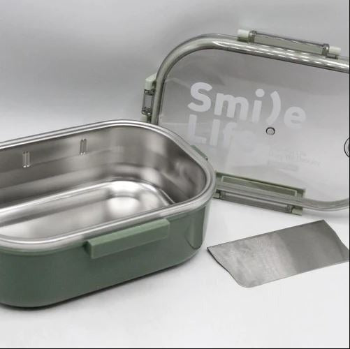 Tedemei Smile Life Lunch Box Plain Stainless Steel || Kids Lunch Box Two compartments