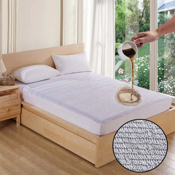 Jointless Recommended Premium & Export Quality Terry Cotton 100% Waterproof Fitted Style Mattress Protector- White Color