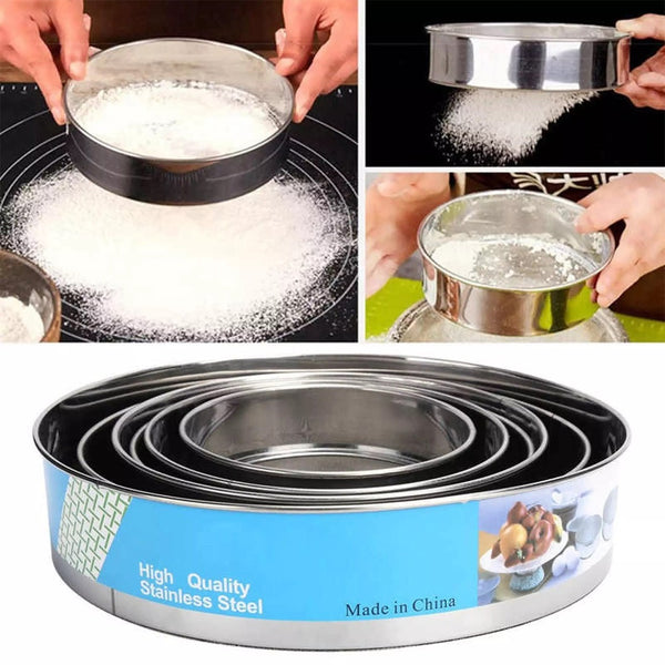 6PCS Stainless Steel Fine Flour Sifter Strainer Sieve Powdered Sugar Filter (FJJ)