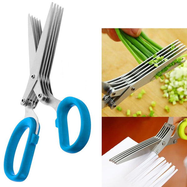 5 Blades Large Herb Scissor With Cleaning Brush (BGE)