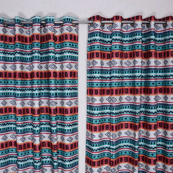 Floral Printed Cotton Eyelet Curtain (2 Panels)