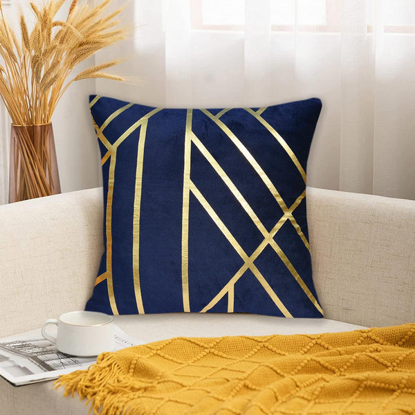 Luxury Golden Foil Print Velvet Cushion 16 x 16 inches1040477