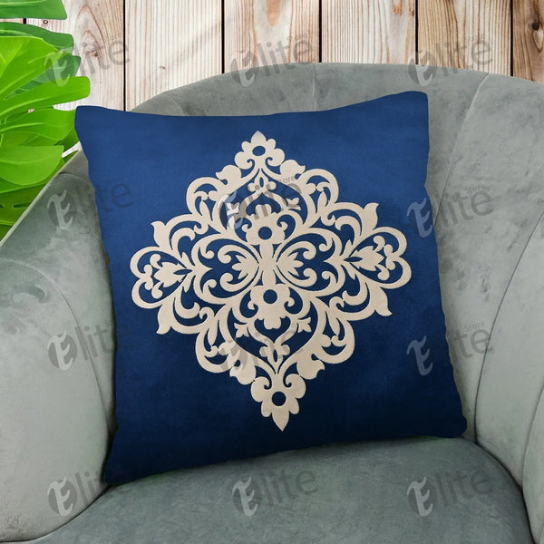 Velvet Stuff Laser Cut Cushion In Royal Blue Color 16” x 16”