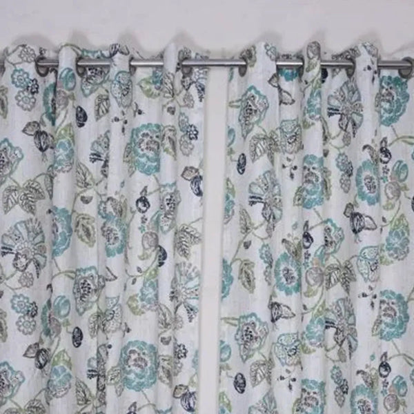 Floral Printed Cotton Eyelet Curtain (66″x 72″)