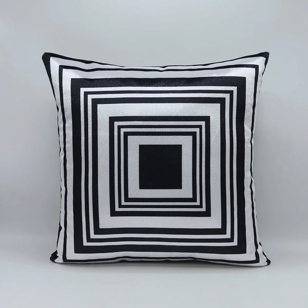 Luxury Black And White Velvet Cushions Cover 16″ x 16″ 1040509