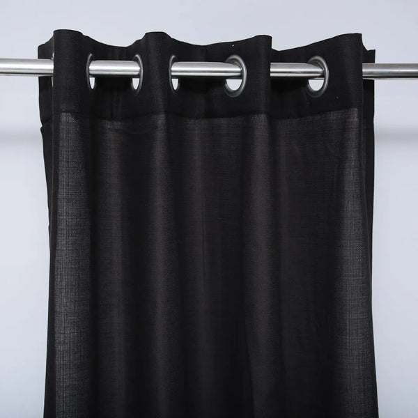 Plain Black Cotton Eyelet Curtain (48″x 85″)