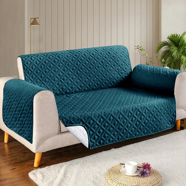 Microfiber Quilted Sofa Cover- Zinc