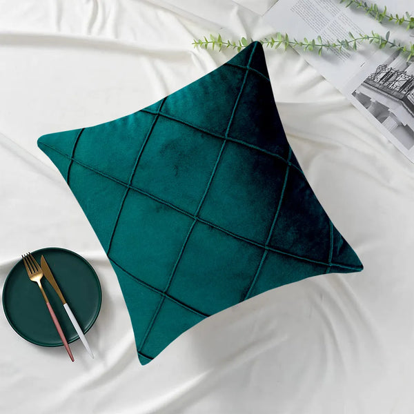 Luxury Velvet Embellished Cushion Cover In Green Color 16″ x 16″ 1040187
